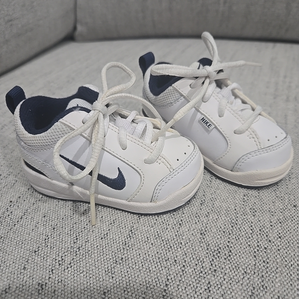 Nike Kids Baby White and Navy Sneakers